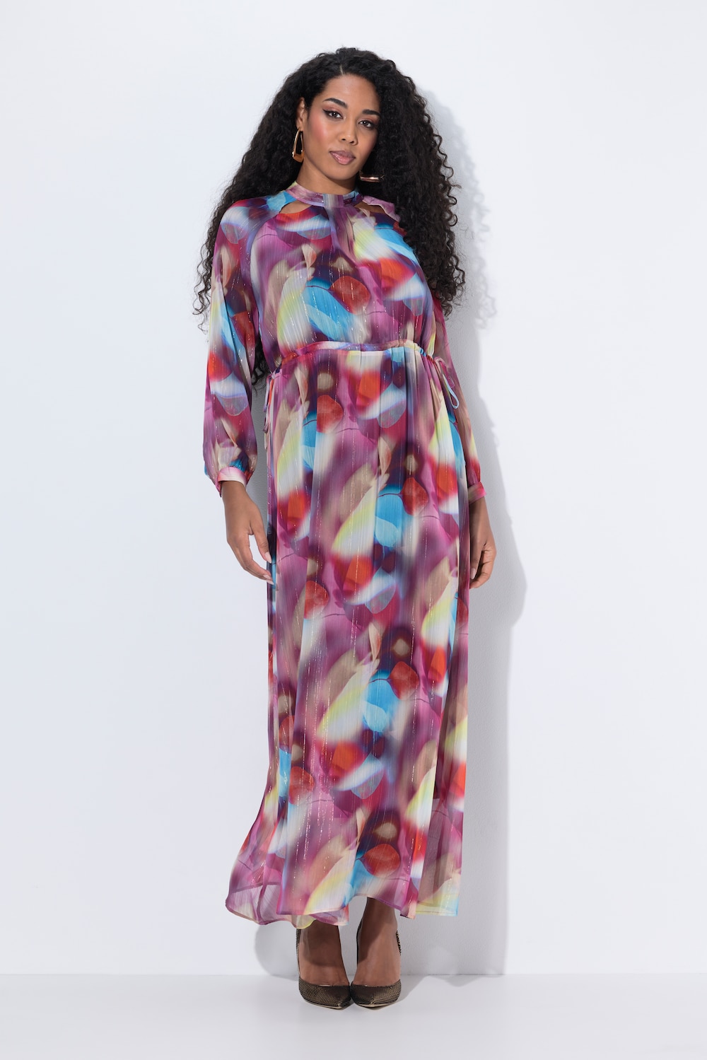 Große Größen Maxi-Abendkleid, Damen, schwarz, Größe: 48, Polyester, Ulla Popken