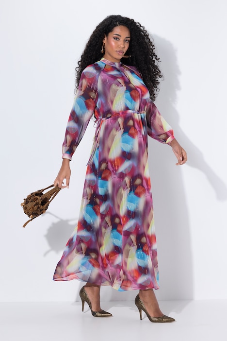 Maxi-Abendkleid, doppellagig, Langarm