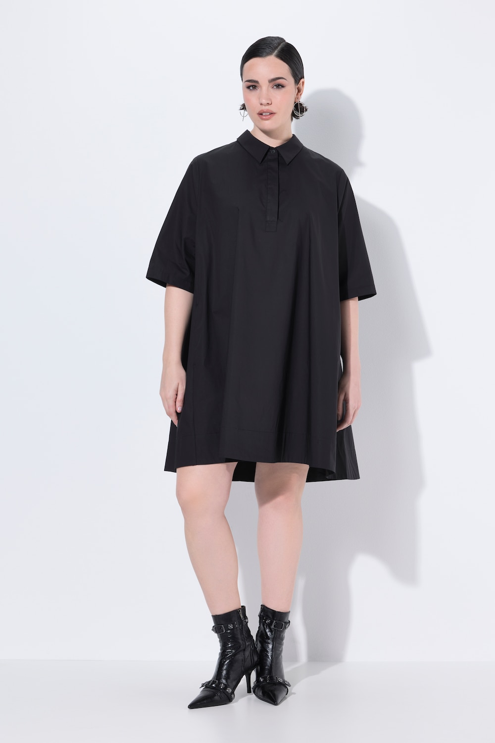 Große Größen Tunikakleid, Damen, schwarz, Größe: 58/60, Baumwolle, Ulla Popken