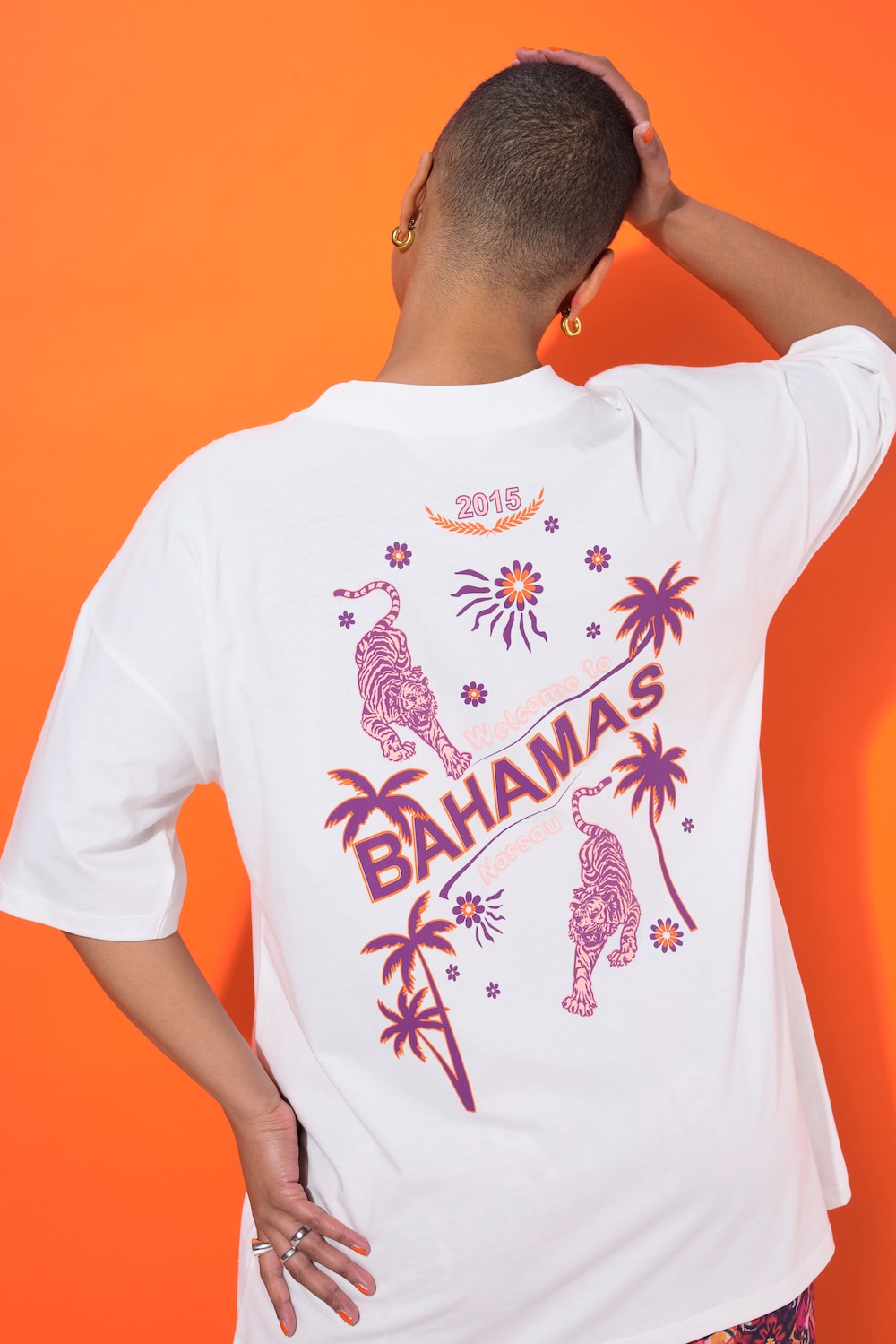 T-shirt, oversized, print op de achterkant