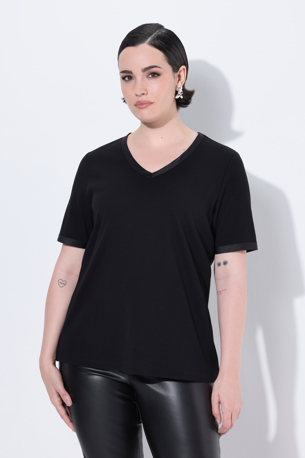 Große Größen T-Shirt, Damen, schwarz, Größe: 42/44, Baumwolle, Ulla Popken