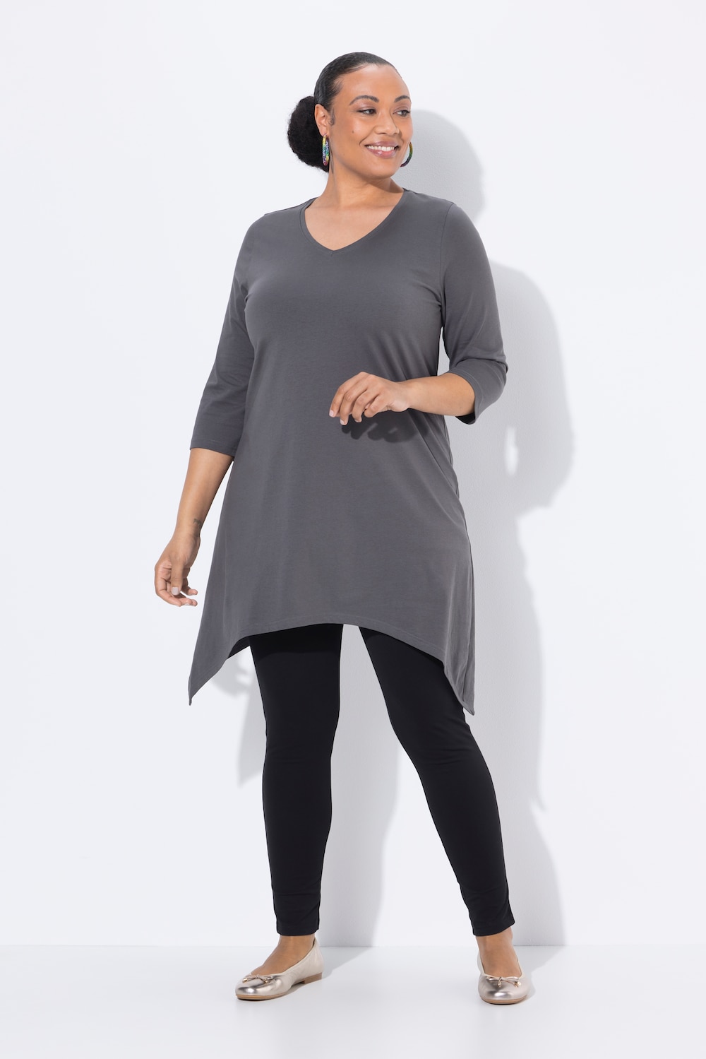 Große Größen Longshirt, Damen, grau, Größe: 50/52, Baumwolle, Ulla Popken