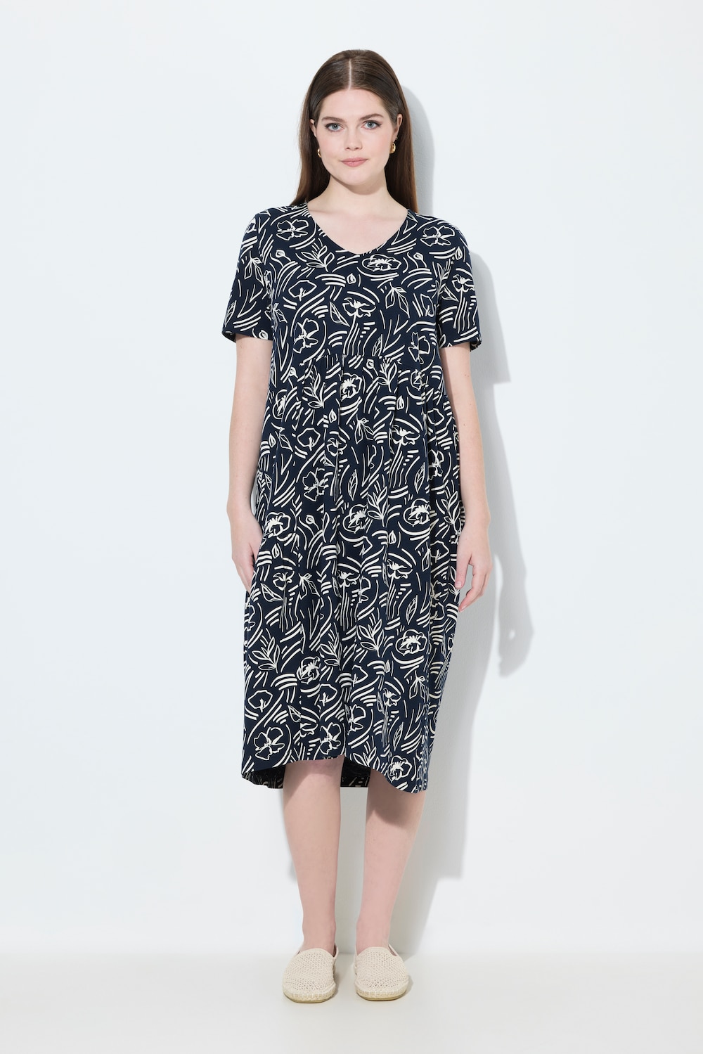 Thumbnail - Große Größen Midikleid, Damen, blau, Größe: 46/48, Baumwolle, Ulla Popken