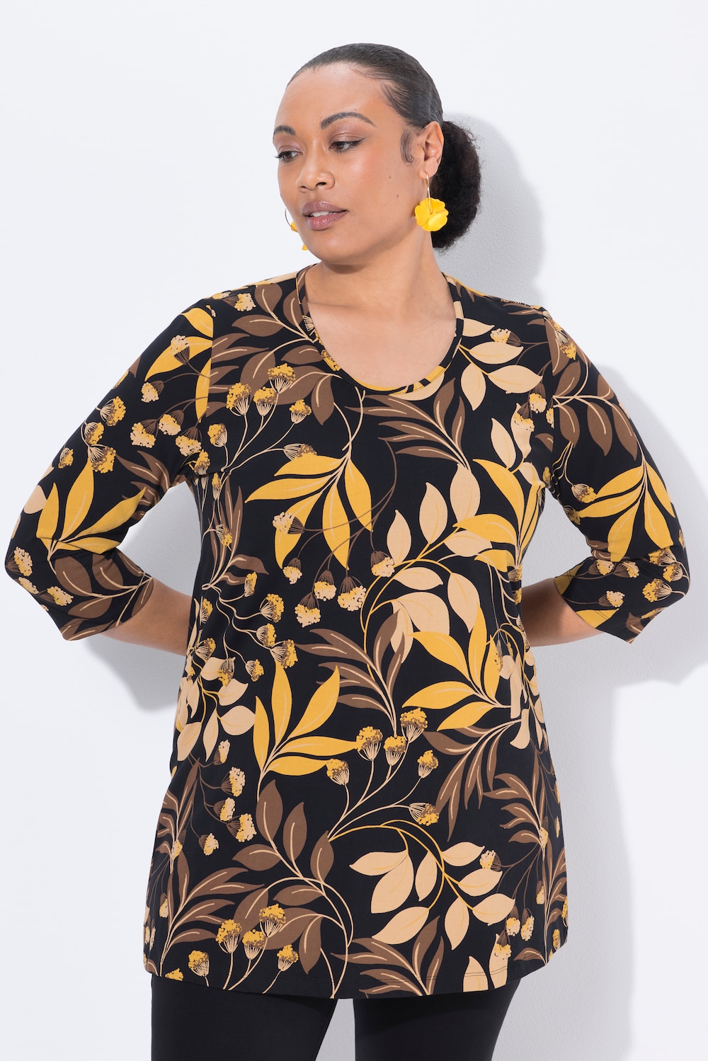 Große Größen Longshirt, Damen, schwarz, Größe: 66/68, Baumwolle, Ulla Popken