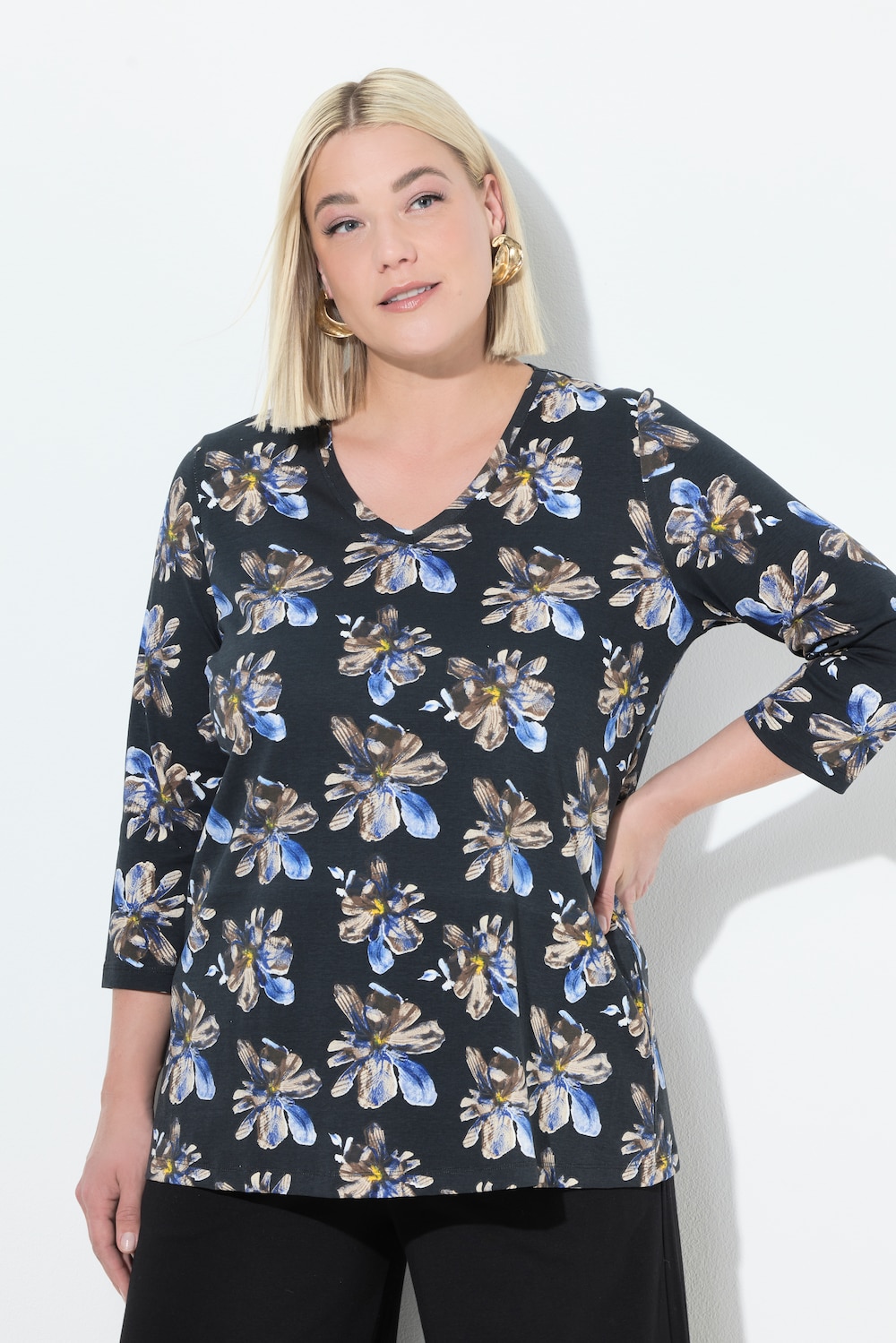 Große Größen Shirt, Damen, schwarz, Größe: 50/52, Baumwolle, Ulla Popken