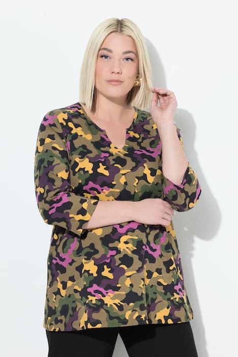 Shirt, A-lijn, tuniekhals, 3/4-mouwen