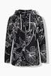 Fleece jas, bloemmotief, capuchon, lange mouw