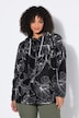 Fleece jas, bloemmotief, capuchon, lange mouw