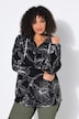 Fleece jas, bloemmotief, capuchon, lange mouw