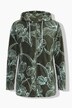 Fleece jas, bloemmotief, capuchon, lange mouw