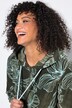 Fleece jas, bloemmotief, capuchon, lange mouw