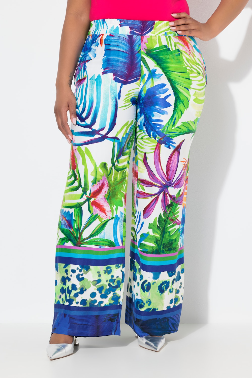 Große Größen Satinhose, Damen, weiß, Größe: 58/60, Viskose, Ulla Popken