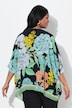 Chiffon-Bluse, Blüten, Oversized, V-Ausschnitt, Halbarm