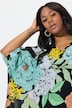 Chiffon-Bluse, Blüten, Oversized, V-Ausschnitt, Halbarm