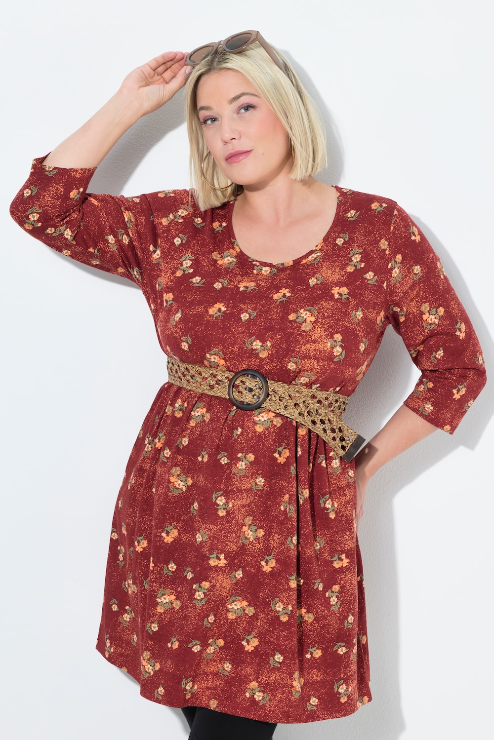 Thumbnail - Große Größen Longshirt, Damen, rot, Größe: 54/56, Baumwolle, Ulla Popken