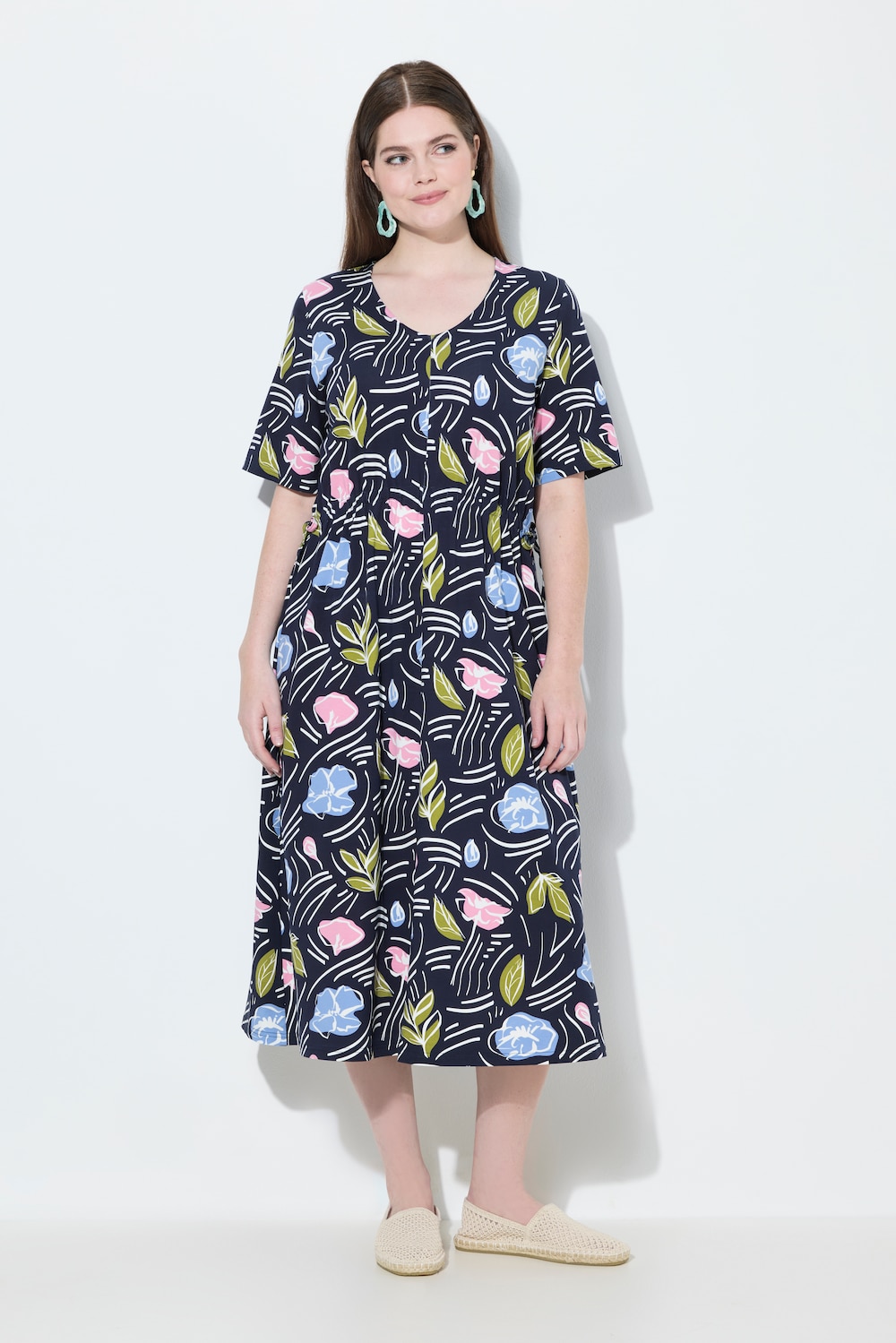 Große Größen Midikleid, Damen, blau, Größe: 54/56, Baumwolle, Ulla Popken