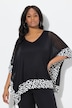 Chiffon-Bluse, Flockpunkte, V-Ausschnitt, 3/4-Arm