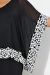 Chiffon-Bluse, Flockpunkte, V-Ausschnitt, 3/4-Arm