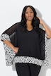 Chiffon-Bluse, Flockpunkte, V-Ausschnitt, 3/4-Arm