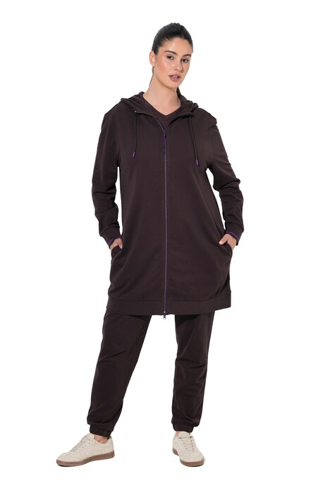 Mikina, ozdobná lemovka, oversize, kapuce, dvoucestný zip