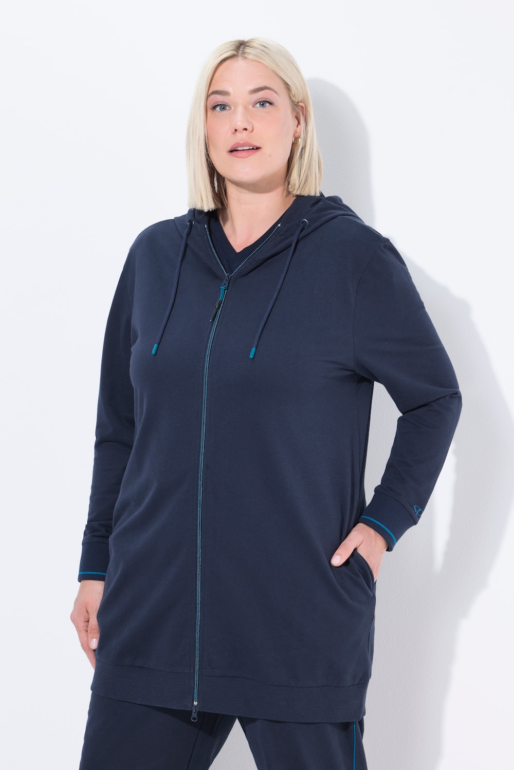 Große Größen Sweatjacke, Damen, blau, Größe: 42/44, Baumwolle/Polyester, Ulla Popken