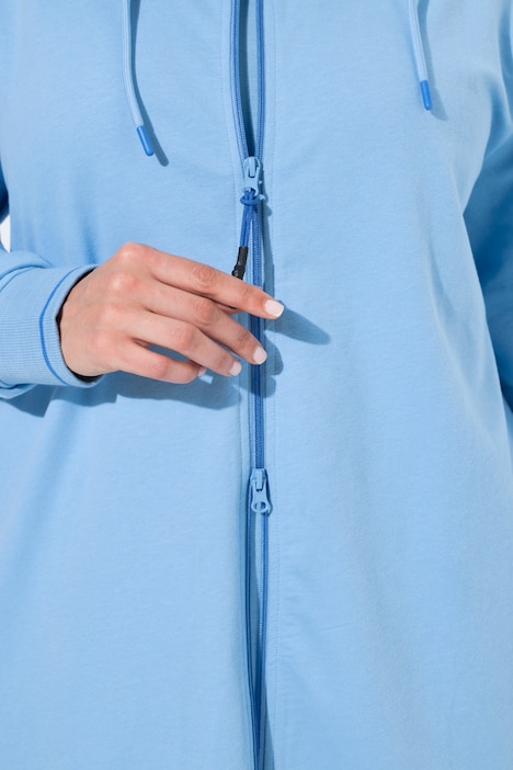 Sweatjacke, Zierpaspel, Oversized, Kapuze, 2-Wege-Zipper