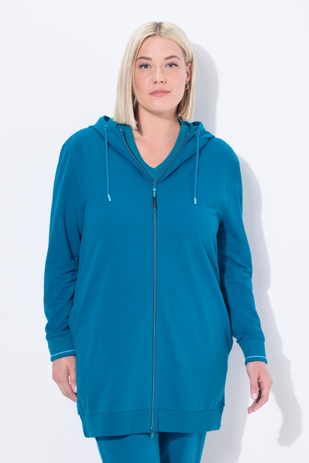 Große Größen Sweatjacke, Damen, türkis, Größe: 42/44, Baumwolle/Polyester, Ulla Popken