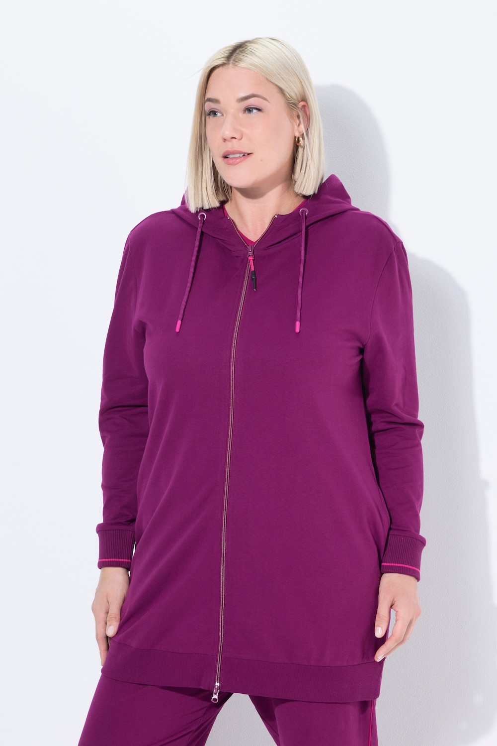Große Größen Sweatjacke, Damen, lila, Größe: 54/56, Baumwolle/Polyester, Ulla Popken