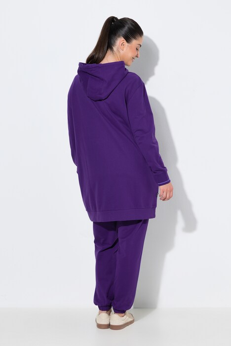 Sweatjacke, Zierpaspel, Oversized, Kapuze, 2-Wege-Zipper