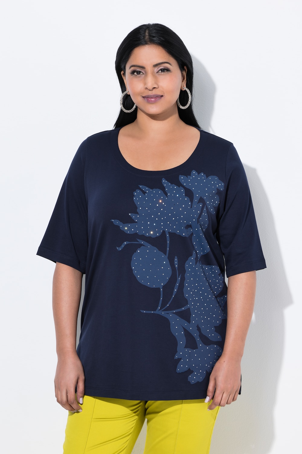 Große Größen T-Shirt, Damen, blau, Größe: 42/44, Baumwolle, Ulla Popken