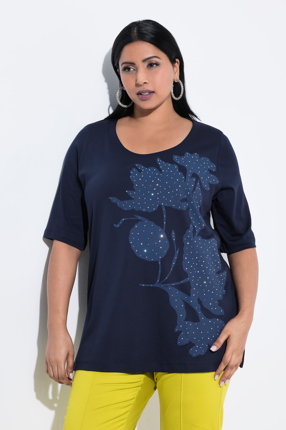 T-shirt, A-lijn, ronde hals, korte mouwen, pima-katoen