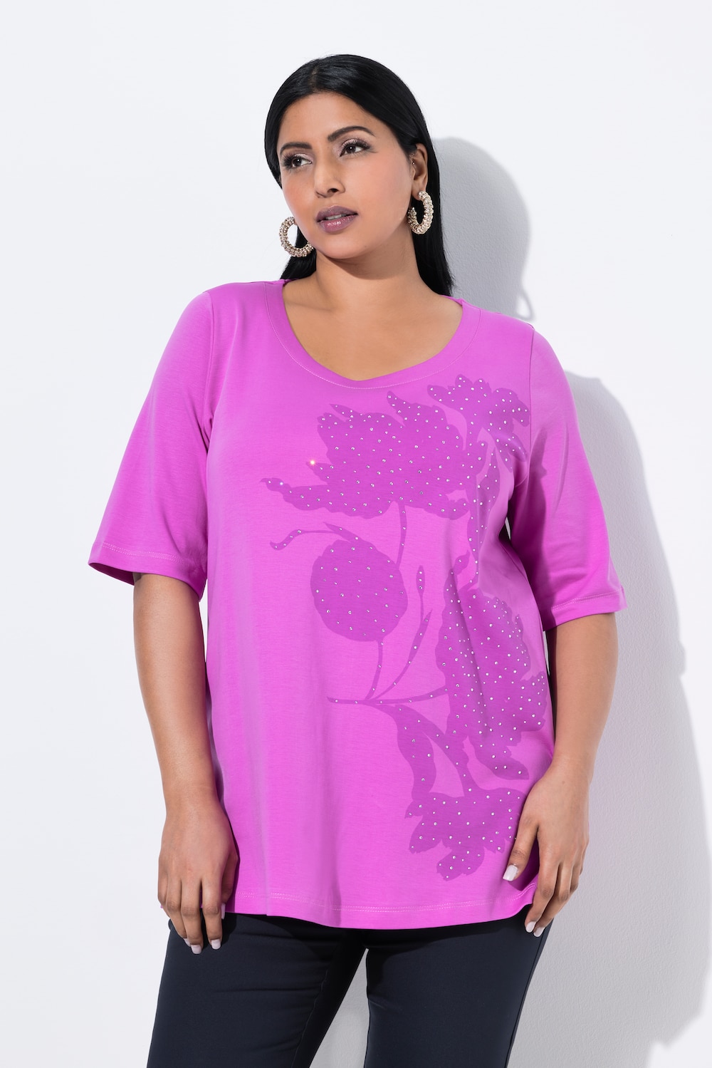 T-shirt, A-lijn, ronde hals, korte mouwen, pima-katoen