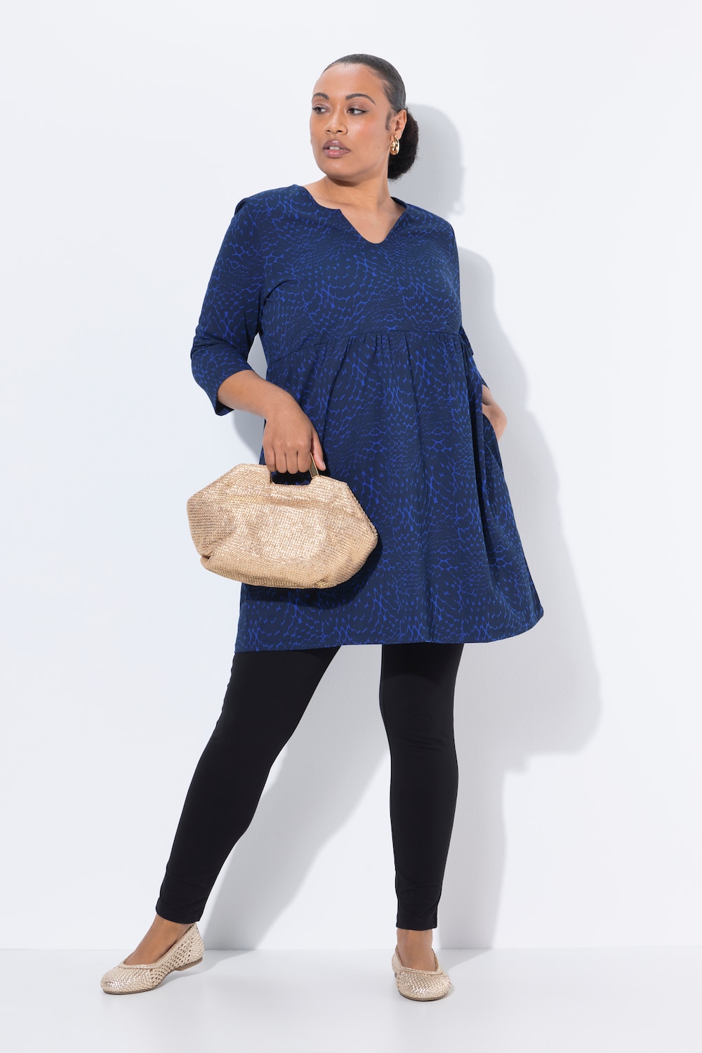 Longshirt, A-lijn, tuniekhals, zakken