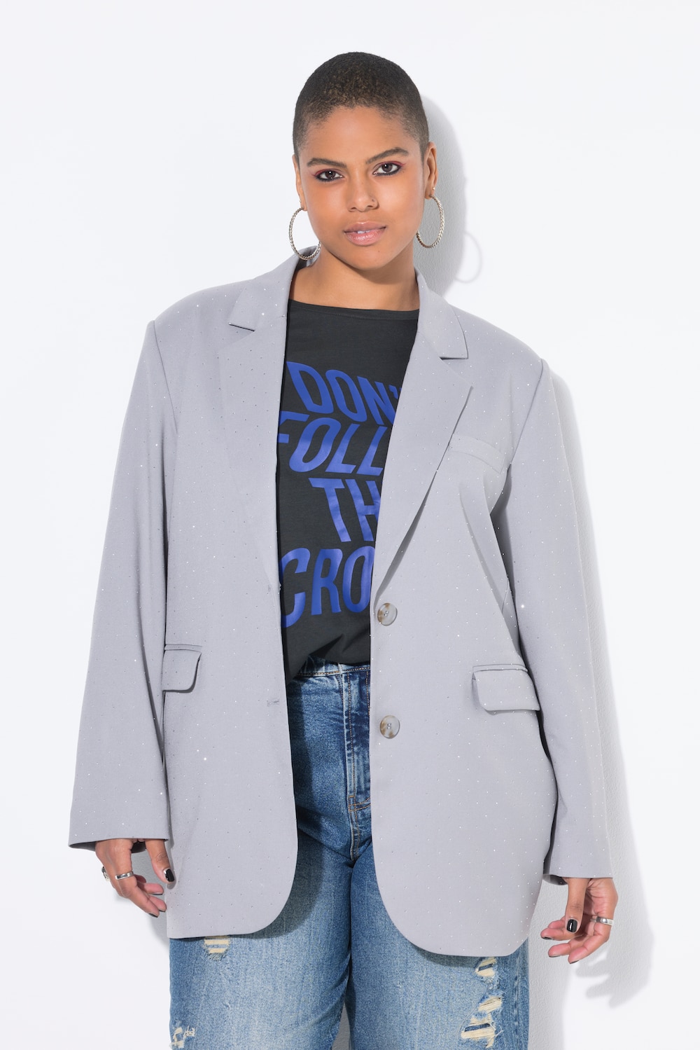 Große Größen Blazer, Damen, grau, Größe: 46/48, Polyester/Viskose, Studio Untold