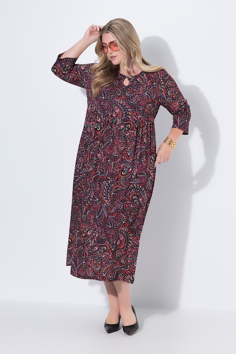 Jersey-Maxikleid, A-Linie, Rundhals, 3/4-Arm, Taschen