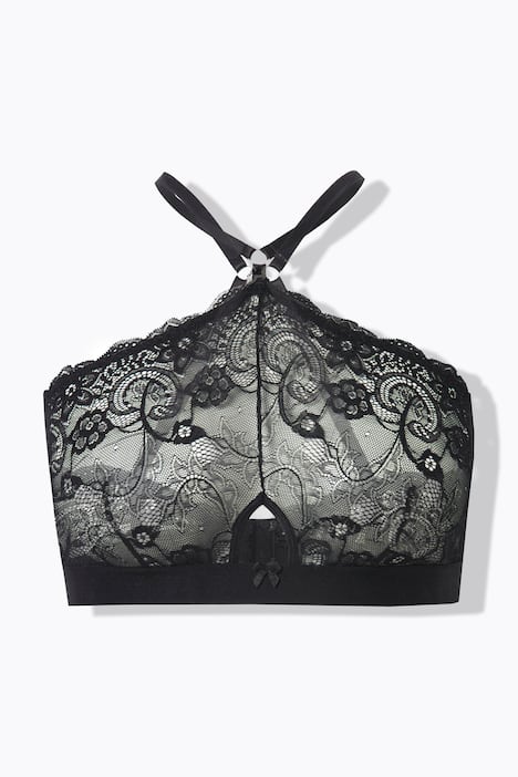 Bralette sans bonnets souples, dentelle motif coquillages