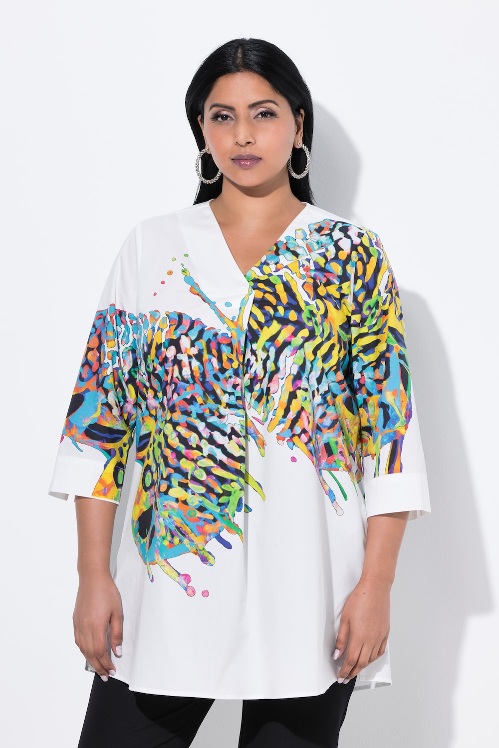 Große Größen Tunika, Damen, weiß, Größe: 54/56, Baumwolle/Synthetische Fasern, Ulla Popken