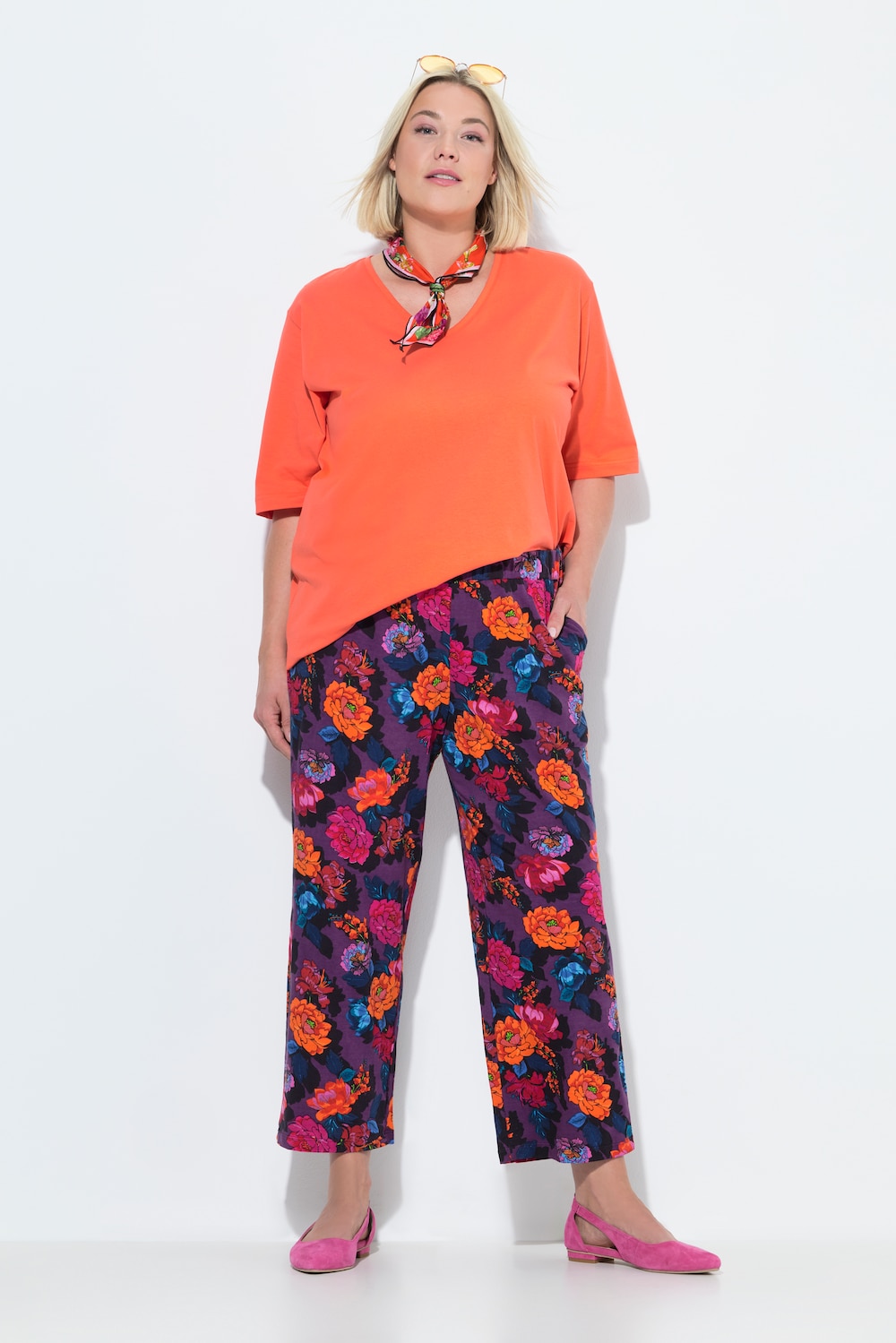 7/8-jersey broek, print, rechte pijp, elastische tailleband