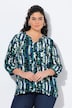 Túnica, estampada, cuello redondo, botones, manga 3/4