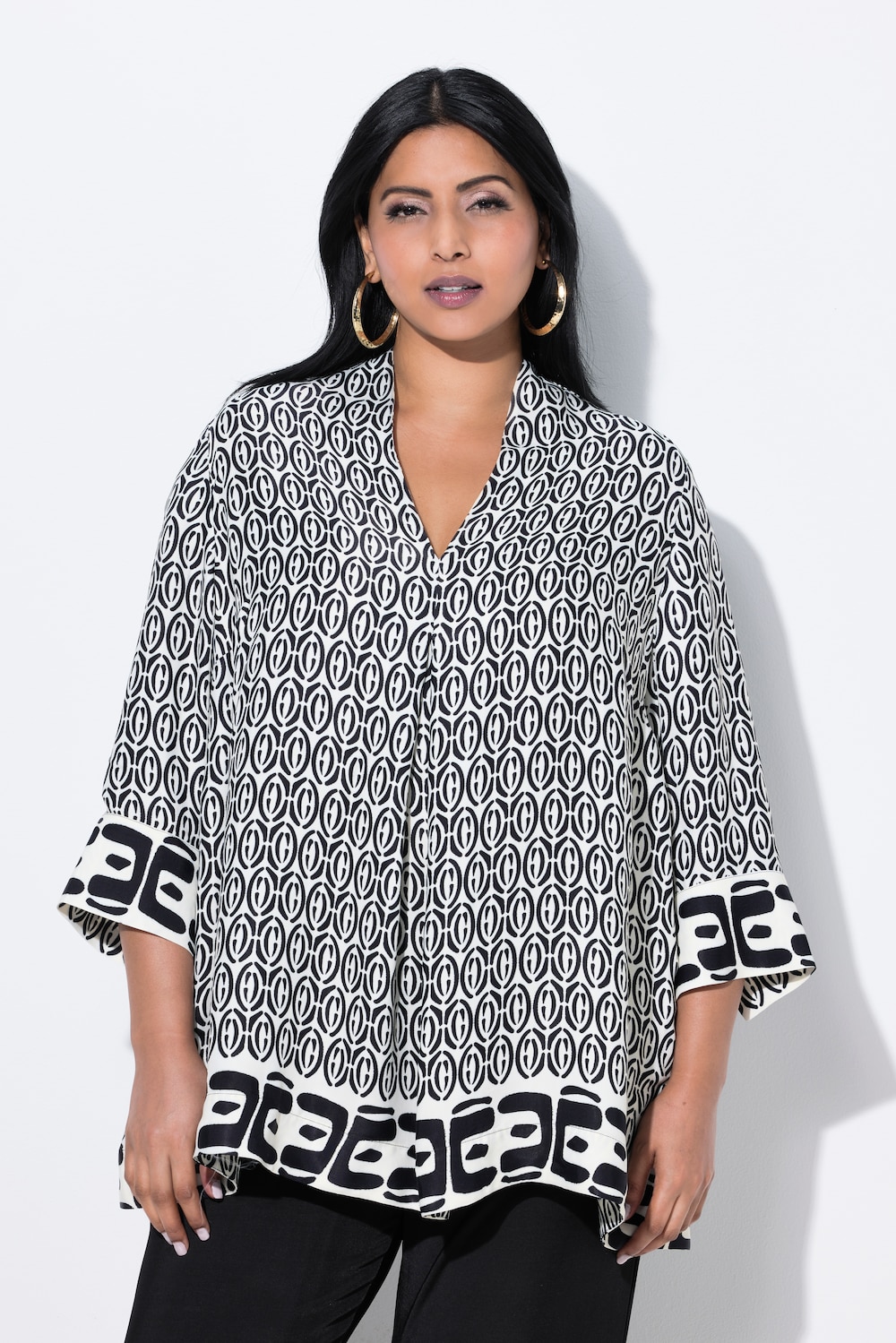 Große Größen Tunika, Damen, schwarz, Größe: 54/56, Viskose, Ulla Popken