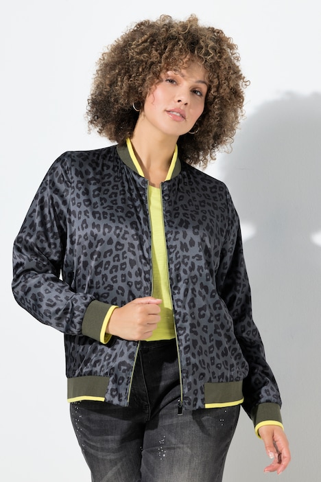 Wendeblouson, uni/Leomuster, Collegekragen, Langarm