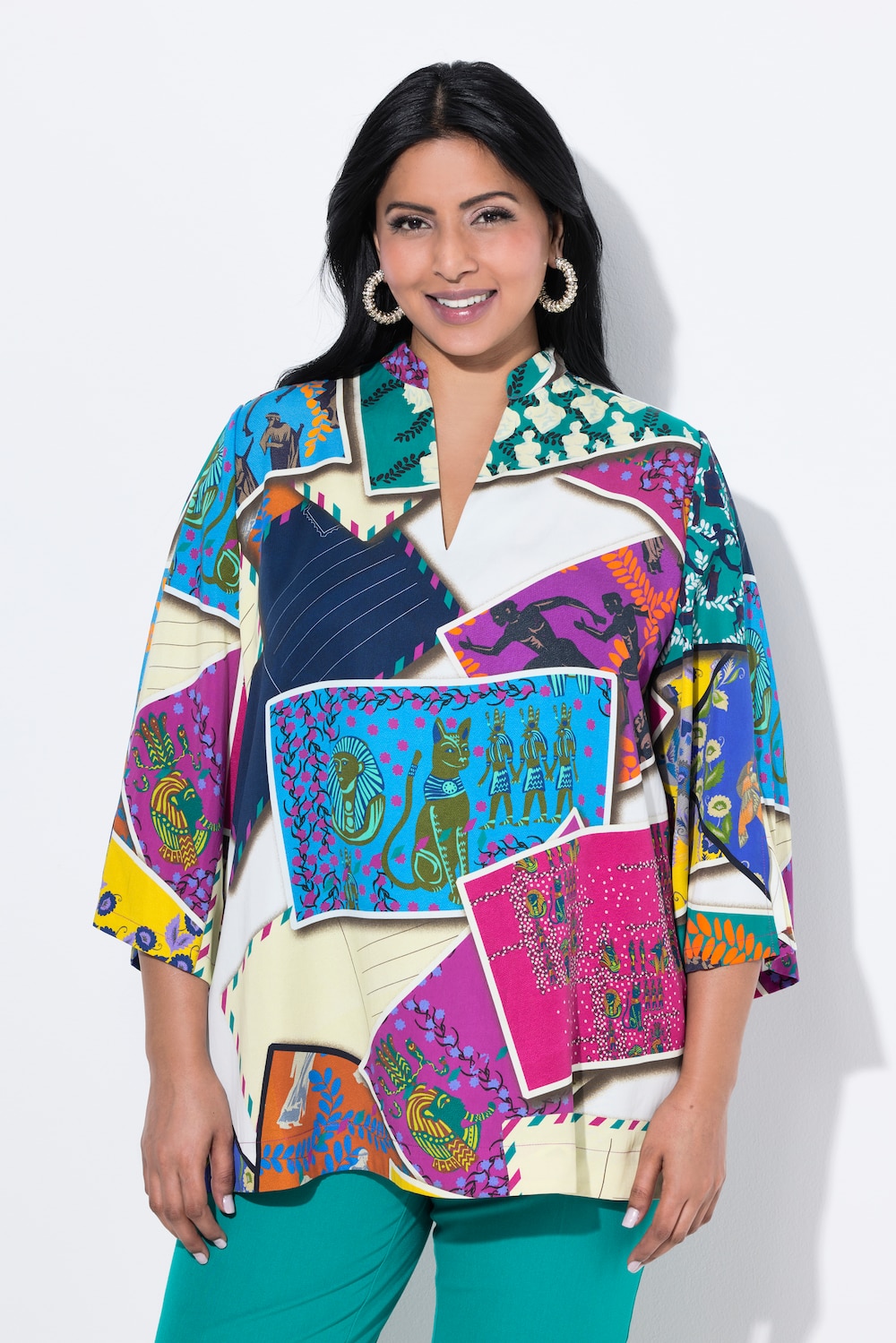 Große Größen Lyocell-Tunika, Damen, weiß, Größe: 58/60, Synthetische Fasern, Ulla Popken