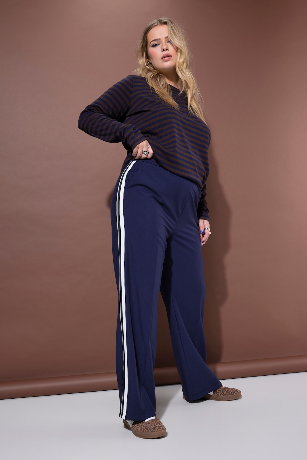 Hose, Straight Wide Legs, Seitenstreifen