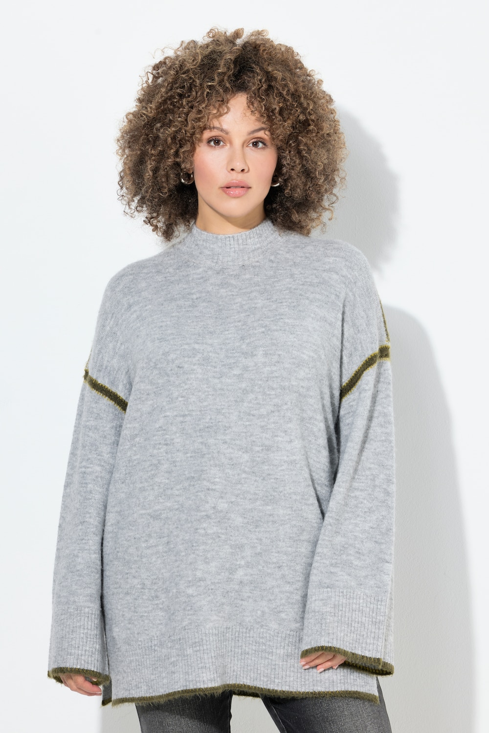 Thumbnail - Große Größen Pullover, Damen, grau, Größe: 50/52, Synthetische Fasern/Polyester, Ulla Popken