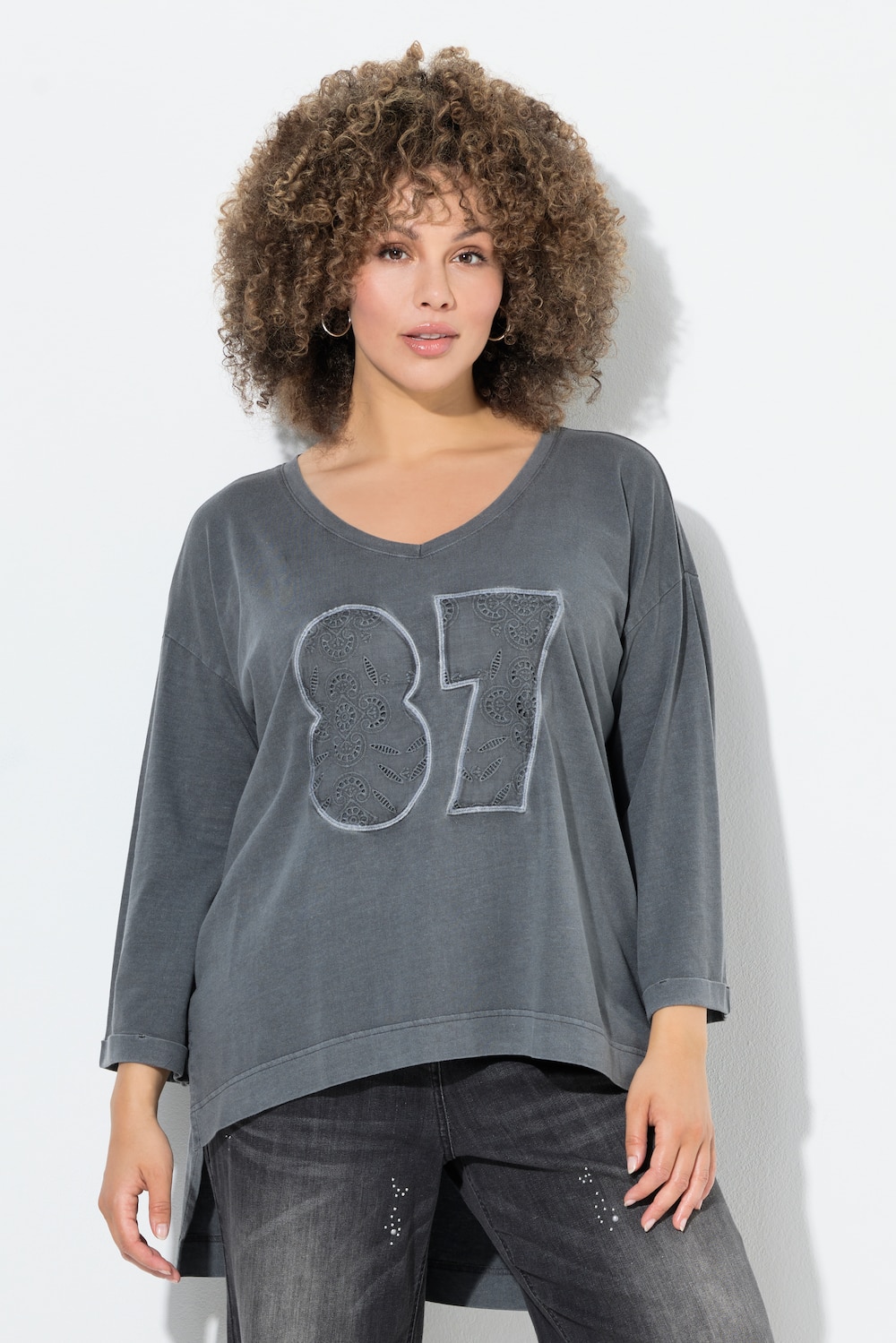 Große Größen Shirt, Damen, grau, Größe: 54/56, Baumwolle/Synthetische Fasern, Ulla Popken
