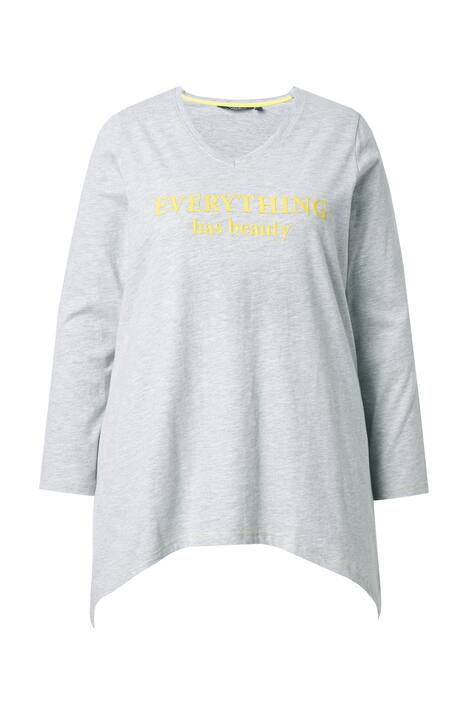 Tričko, nápis, A střih, výstřih do V, dlouhé rukávy