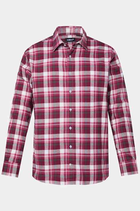 Men+ flanellen geruit overhemd, lange mouw, kentkraag, comfort fit, tot 8XL
