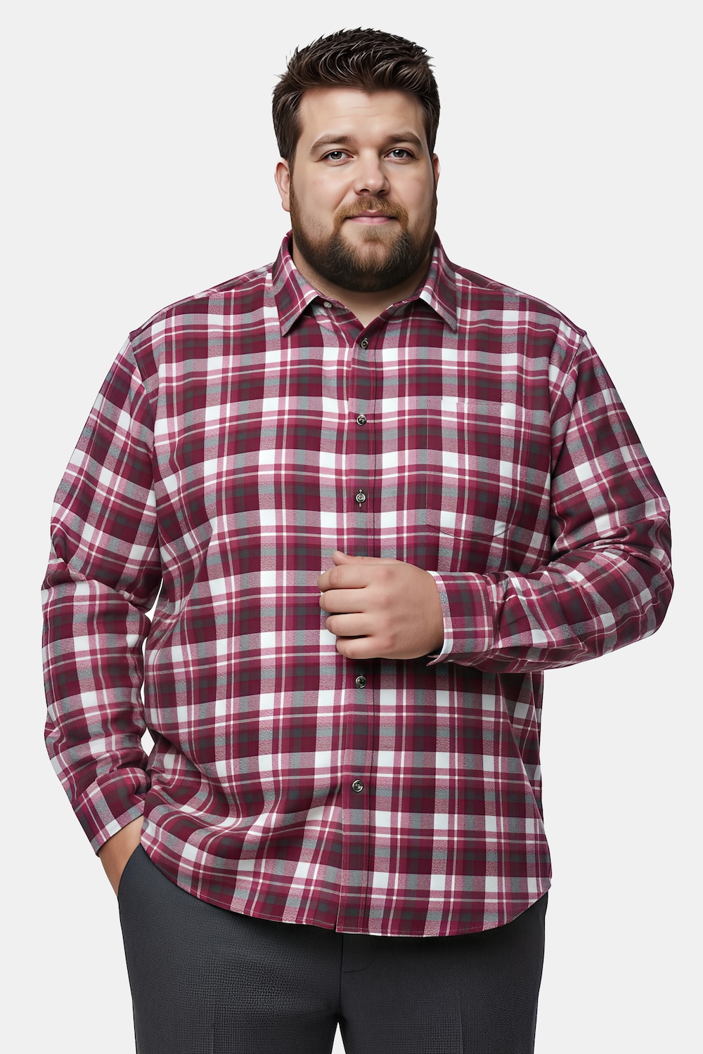 Men+ Karo-Flanellhemd, Langarm, Kentkragen, Comfort Fit, bis 8 XL