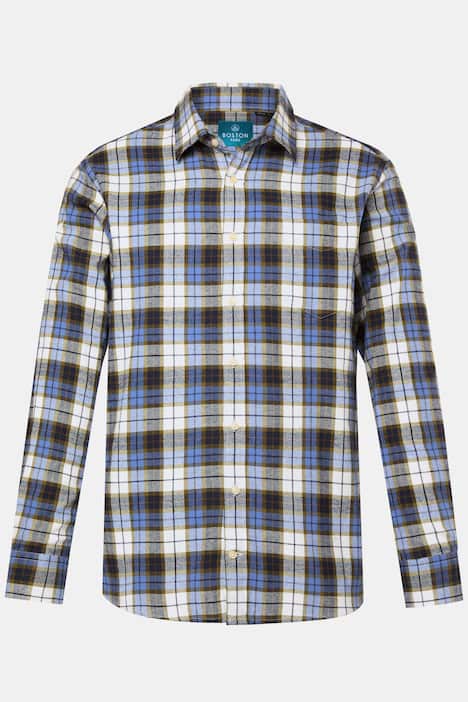 Boston Park geruit flanellen overhemd, lange mouw, kentkraag, comfort fit, tot 8XL