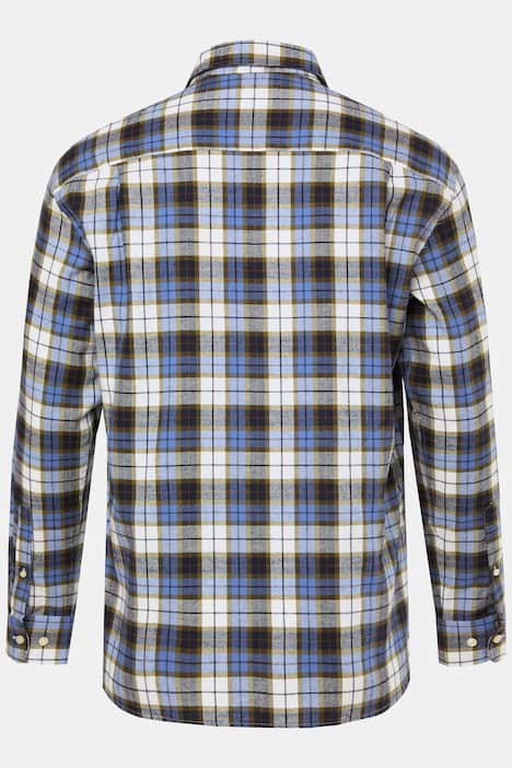 Boston Park geruit flanellen overhemd, lange mouw, kentkraag, comfort fit, tot 8XL